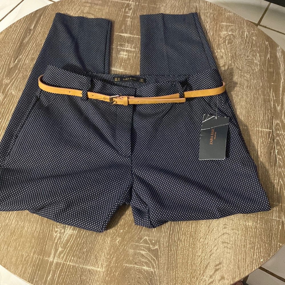 Zara Basic Collection Polka Dot Pants With Belt S… - image 1